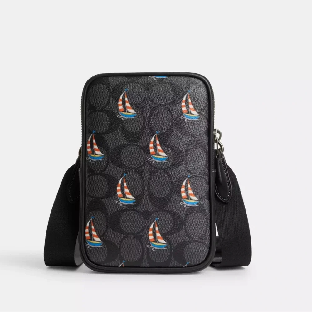 NWT COACH‎ Aden Crossbody In Signature Canvas With Sailboat Print